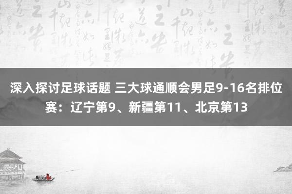 深入探讨足球话题 三大球通顺会男足9-16名排位赛：辽宁第9、新疆第11、北京第13