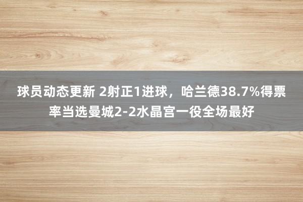 球员动态更新 2射正1进球，哈兰德38.7%得票率当选曼城2-2水晶宫一役全场最好