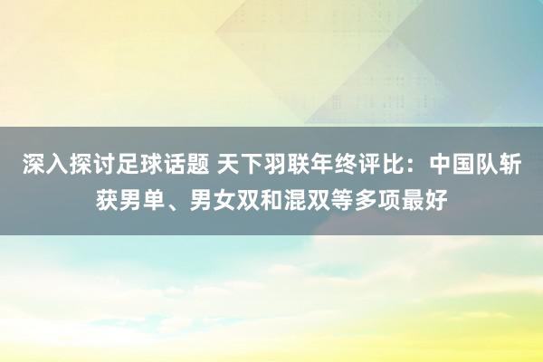 深入探讨足球话题 天下羽联年终评比：中国队斩获男单、男女双和混双等多项最好